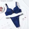 Sexig uppsättning Brassiere Suit Samla Sexig BRA -uppsättningar Girl Slätesportbara underkläder Set Justerbara kvinnliga diamantunderkläder Kvinnor VS BRAS BRAS Q0715 L230918