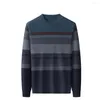 Pulls pour hommes Marque O-Cou Pull rayé Hommes Vêtements Automne Hiver Arrivée Tricots Casual Épais Chaud Pull Jersey Z1158