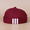 Bérets Kpop Stripe Skullcap Docker Cap pour hommes unisexe marin chapeaux femmes seau casquettes sans bride Hip Hop réglable propriétaire chapeau