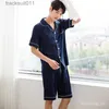 SGReadyStock hommes pyjamas ensemble garçons mâle à manches courtes en soie Satin vêtements de nuit Pyjama Baju Tidur Homewear vêtements de nuit Sleepsu L230918