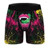 Mutande da uomo Boxer intimo Cool Print 3D vita bassa sexy per poliestere traspirante confortevole slip divertenti lunghi 2023