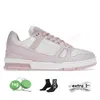 Top Quality Designer Women Mens Casual Shoes Pink Monograms Denim Flowers Blue Virgil Embossed Abloh White Black Designers Trainers Platform Calf Leather Sneakers