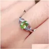 Fryzury Pierścienie klastra 925 Sterling Sier Rose Gold Splated Pure Peridot Micro-Set Cyrcon Pierścień Kobieta Biżuteria Regulowana usta D Dhoma