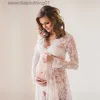 Basic Casual Dresses Lace Stitching Sexy Photo Dress Pregnant Woman Sexy Front Fork Fancy Pregnancy Dresses For Baby Showers Gown Photography Props L230918