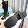 Triangle Boots Chunky Block Heel Leather Sole Women's Luxury Designers