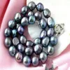 HUGE NATURAL CULTURED 10-11MM SOUTH SEA BLACK BAROQUE PEARL NECKLACE 18 228d