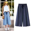 Women's Pants Women Cotton Wide Leg Loose Casual High Quality Summer Solid Color Capris Trousers Plus Size M-6XL