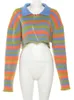 Kobiety swetry moda hurtowa dla kobiet Y2K Ubrania nad drukowane zbity uprawa top z długim rękawem kolorowy kardigan 230918