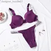 Set sexy VS lettere con strass biancheria intima da donna completo per ragazze, set reggiseno confortevole con strass lingerie rosa Q0705 L230918