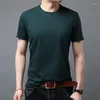 Men's T-skjortor Business Casual T-shirts Cool Summer Short Sleeve O Neck Fashion Classic Pure Color Soft High-kvalitet Slim Fit Tops Tees