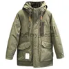 Men's Down Parkas Military Green Cargo Down Jacket Medium Long Winter Thickened Thermal Coat Outdoor Warm Ski Parkas Camp Trekking Storm Suit J230918