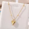 Pendant Necklaces Trendy Gold Color Stainless Steel Small Love Necklace Bead Chain Jewelry Heart For Women Party Accessories Gifts