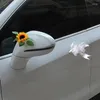 Flores decorativas girassol casamento decoração do carro frente flor artificial decorações de noiva maçaneta da porta fitas falsas