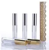 wholesale En gros 10ML Mini tube de brillant à lèvres rond paquet cosmétique bouteille de brillant à lèvres récipient vide avec capuchon en argent doré