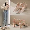 سعر النساء 2024 Low Yongge Shoes F888-K مدبب الكعب العالي مع خط واحد بوكيل جوف