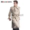 Herrgravrockar Trenchrock Män klassisk dubbelbröst Mens Long Coat Herrkläder Långa jackor Rockar British Style Overcoat S-6xl Size J230918