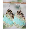 Dangle Earrings 1Pair Vintage Contrast Leopard Print Water Drop Women Pu Leather Going Out Accessories