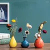 Vasos cerâmica mini vaso simples moderno arranjo de flores secas sala de estar decorativo ornamento artesanato decoração para casa