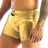 Sous-vêtements hommes Sexy Rivet Faux PU cuir Latex Shorts boxeurs érotique évider mâle culotte fétiche Gay Club Wear259S