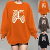Women's Hoodies Halloween Sweatshirt Summertime Long Sleeves Undershirt Plaid Round Neck Button Shirt Fuzzy Fleece 3 Piece