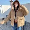 Kadın Trençkotları Kadınlar Sonbahar Kış Kışlı Kapşonlu Uzun Kollu Düz Renk Fermuarı Ladeis Moda Gevşek Sıcak Parka
