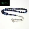 Blau leuchtender Tasbih muslimischer Harz-Rosenkranz Alles ist neu Misbaha Eid Ramadan Geschenk islamische Masbaha 33 Gebetsperlen Armband Y2007312r