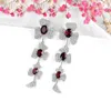 Dangle Earrings Real Solid Sterling Silver 925 Drop Natural Genuine Gemstone Garnet Birthstone Fine Wedding Party Jewelry 8.6 Carats