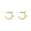 Studörhängen S925 Silver Ear Needle minimalistiska mode Pearlw/ Eco Brass med 18K Gold Korea Jewelry for Women Hyacinth