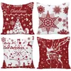 Pillow Case Christmas white pattern printing red linen pillowcase sofa cushion cover home improvement can be customized for you 40x40 50x50 230918