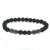 Bracciale con perline nere opache da 8 mm, pietra, ematite, uomo, donna, yoga, equilibrio curativo