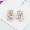 Headpieces 2023 Fashion Leaf Zircon Drop Earrings For Women White Gold Color Crystal Wedding Bridal Jewelry Gift Brinco