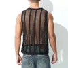 Débardeurs pour hommes Hommes sans manches Undershirt Sexy Mesh Sheer Hollow Vest Voir à travers Fishnet T-shirt Sports Muscle Tee Singlet 230915