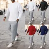 Men's Tracksuits 2023 Autumn Winter Round Neck Warm Solid Color Sweater Trousers Sportswear Suit High Elasticity Sports