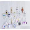 Garden Decorations Crystal Sun Catchers Decoration With Chain Colorf Glass Pendants Hanging Pärled Prism Prydnadsfönster Patio Party D DHWCU