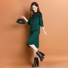 Plaid Striped Knitted jumper Dresses Autumn Winter Designer O-Neck Slim Fit Stylish Vacation Sweaters Dress 2023 Long Sleeve Fine Elegant Soft Warm Party Midi Frocks