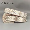 Belts Punk White Belts Women Designer Leather Strap Diamond Bing Belt Western Cowboy Y2K E Girls Fashion Belt For Jeans Men 230915