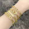 Bracelets de charme Cuivre CZ Cristal Chiffres Romains Géométriques Pour Femmes Plaqué Or Chaîne Cubaine Déclaration Bijoux Cadeaux Brtk45