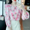 Women's Blouses Super Fairy Ruffled Floral Chiffon Shirt Autumn Clothing 2023 Loose Youthful-Looking Long Sleeve And Tops