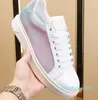 Com saco de pó de caixa Luxurys High Cut Rainbow Trainers Lace-up Buckle Strap Causal Shoe