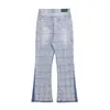 High Street Trendy Brand Patchwork Plaid Design Vibe Style Micro Horn Bordo ruvido Jeans casualjasf