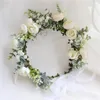 Bröllop garland krans krona headpieces handgjorda blommor tiara hårband hår tillbehör för kvinnor brud brudtärnor flickor hav277c