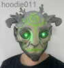 Kostymtillbehör Party Masks New Green Forest Elf Old Man Mask Halloween Simulation Cosplay Face Shield Masquerad Replica Costume Props Festival leveranser HKD2