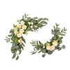 Fleurs décoratives 2x fausse couronne de pivoine signe de bienvenue avec des feuilles vertes fleur de butin artificielle pour la cérémonie de la tonnelle de la porte d'entrée fête de mariage