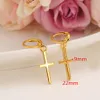 Design especial exclusivo Christian Vogue Womens True Real 14K Sólido Fino Ouro Amarelo GF Crucifixo Cruz Brincos Charme Atemporais2566