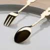 Spoons Creative Royal Rose Spoon Fork Coffee Stir European Retro Style Golden Fruit rostfritt stål dessert specialitet