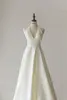 French A-Line Wedding Dresses Deep V Satin Simple Hepburn Style Backless tight bodice Bohemian retro charming RL1098