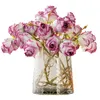 Flores decorativas artificiais queimadas rosa murchas ramos de plástico falso decoração de mesa para casa