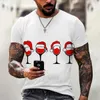 Erkekler Tişörtler Men Wine Cam Noel Şapkaları Beyaz Siyah Gömlek Noel Hediyeler Karikatür Tops Tshirt Harajuku Moda Yıl T-Shirt