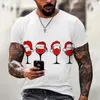 Men's T Shirts Men Wine Glass Christmas Hats White Black Shirt Xmas Gifts Cartoon Tops Tshirt Harajuku Fashion Year T-shirt