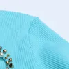 905 2023 Otoño Marca Mismo estilo Suéter Manga larga Cuello en V Negro Azul Blanco Moda Ropa para mujer Alta calidad Mujer mingmo